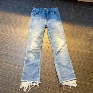 MOTHER The Hustler High-Rise Ankle Fray Jeans